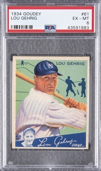1934 Goudey #61 Lou Gehrig – PSA EX-MT 6